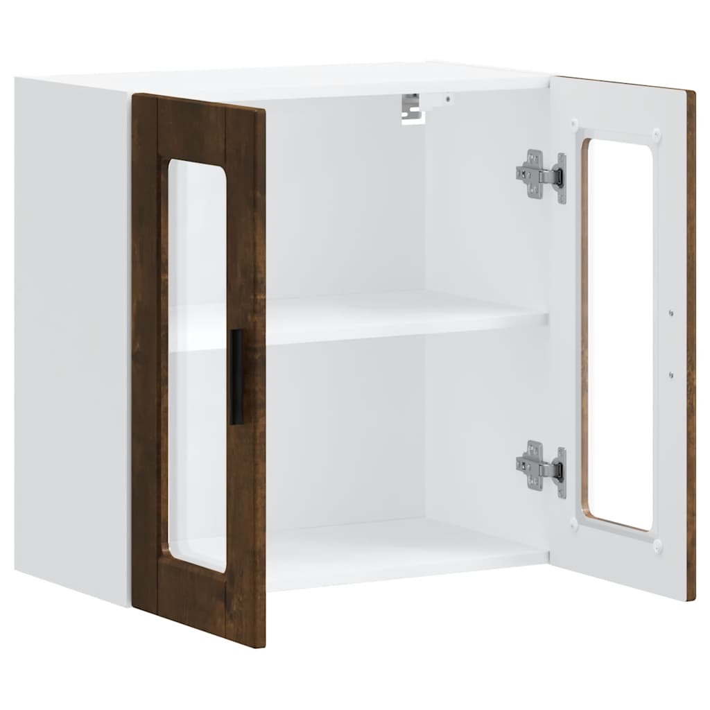 Kitchen Wall Cabinet with Glass Door Porto Smoked Oak