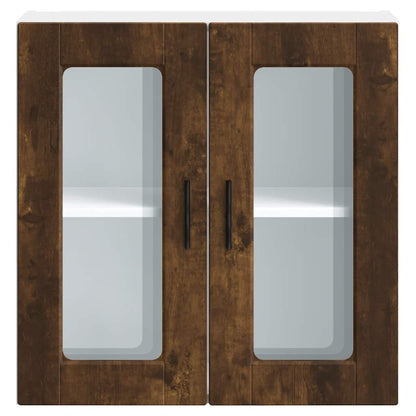 Kitchen Wall Cabinet with Glass Door "Porto" Smoked Oak