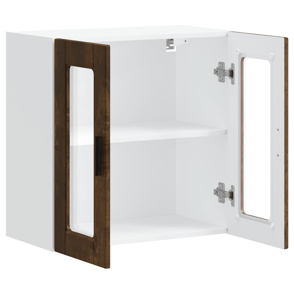 Kitchen Wall Cabinet with Glass Door Porto Smoked Oak