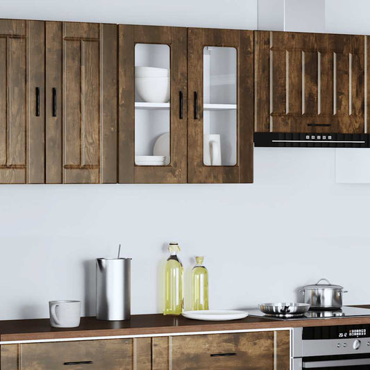 Kitchen Wall Cabinet with Glass Door "Porto" Smoked Oak