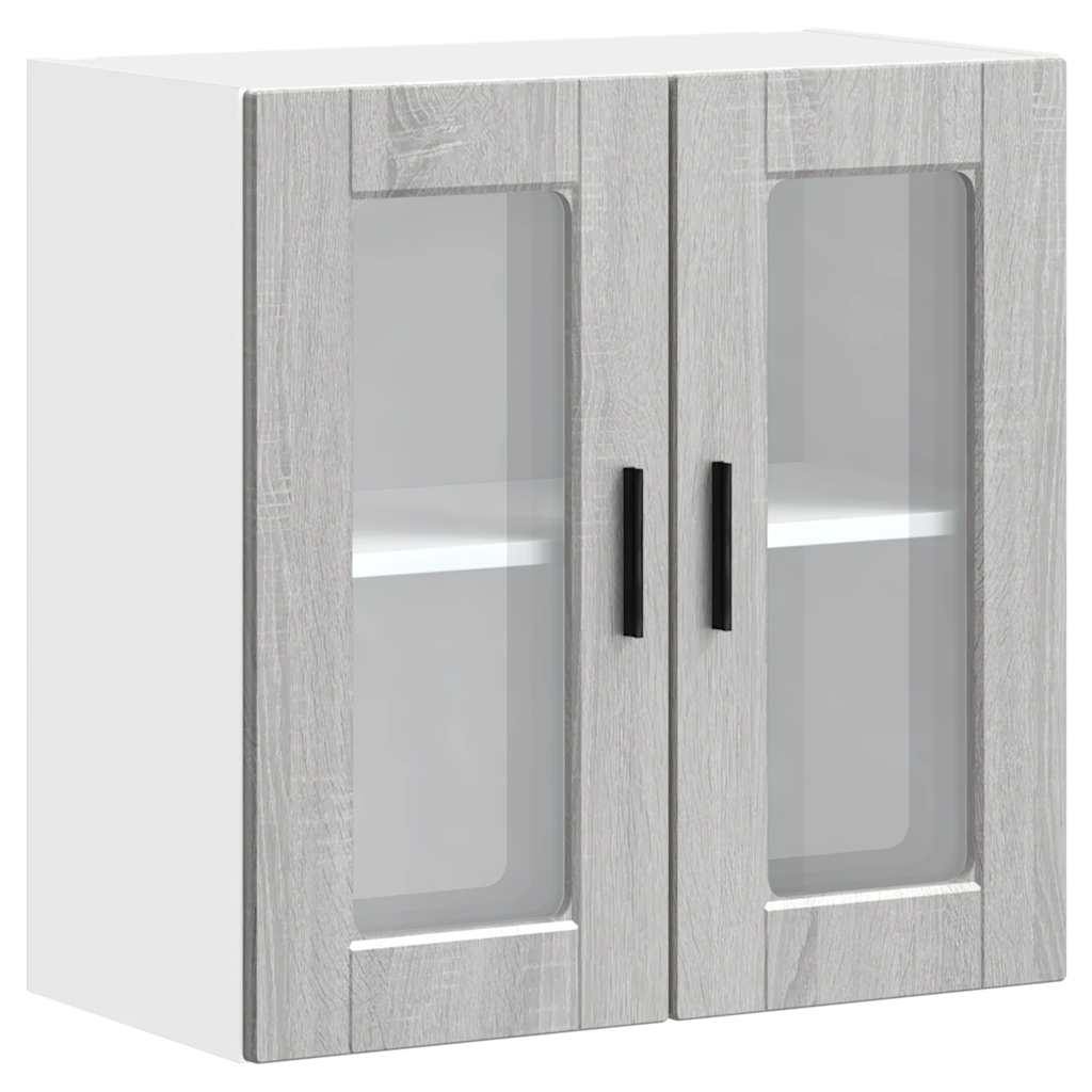 Kitchen Wall Cabinet with Glass Door "Porto" Grey Sonoma