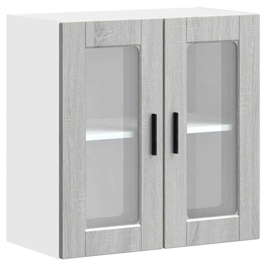 Kitchen Wall Cabinet with Glass Door "Porto" Grey Sonoma