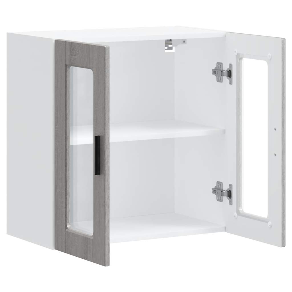 Kitchen Wall Cabinet with Glass Door Porto Grey Sonoma