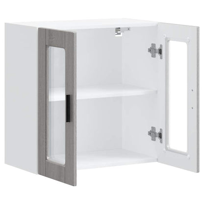 Kitchen Wall Cabinet with Glass Door "Porto" Grey Sonoma