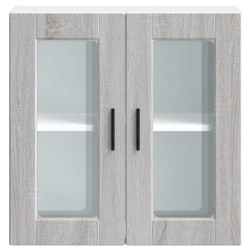 Kitchen Wall Cabinet with Glass Door Porto Grey Sonoma