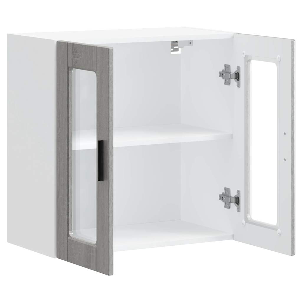 Kitchen Wall Cabinet with Glass Door Porto Grey Sonoma