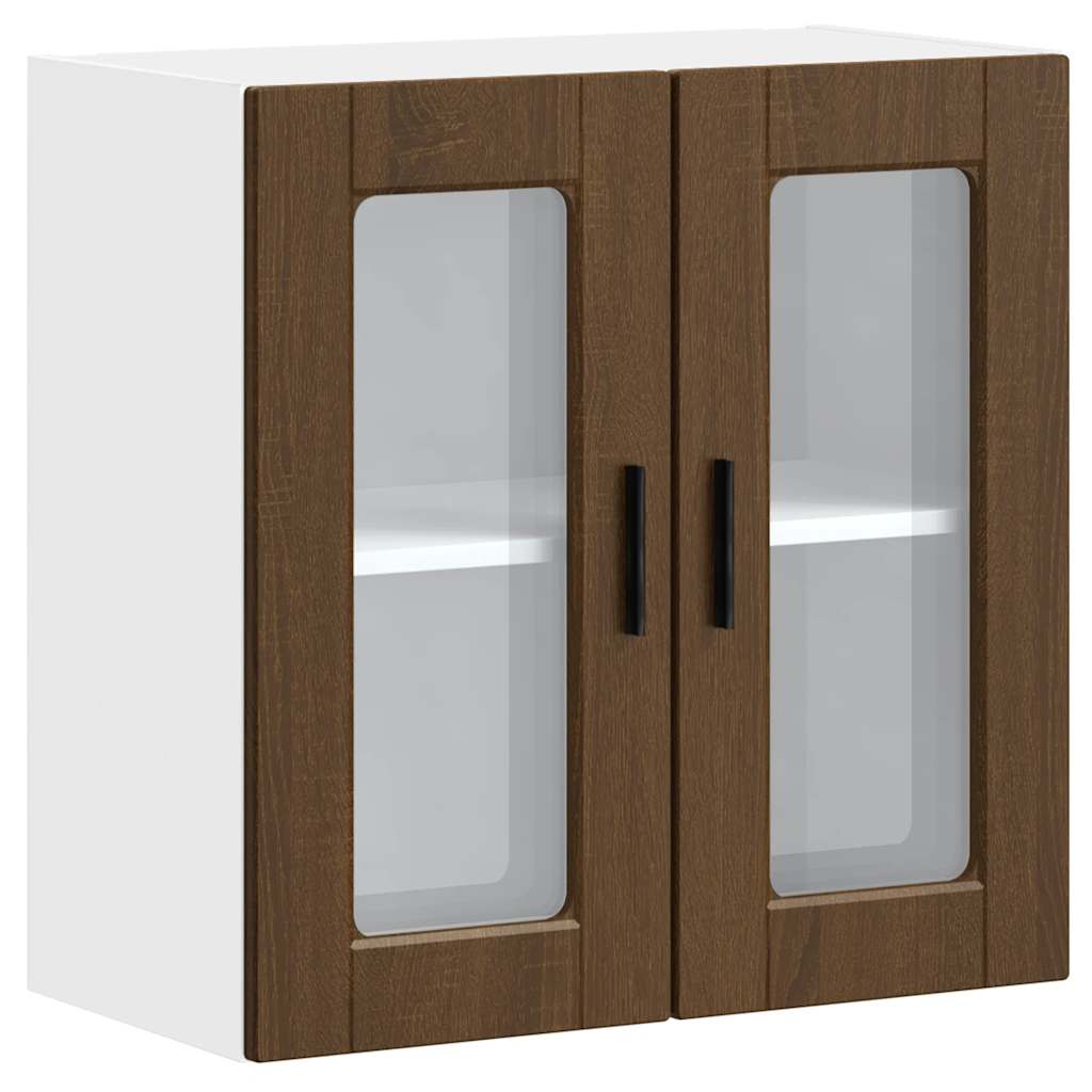 Kitchen Wall Cabinet with Glass Door Porto Brown Oak