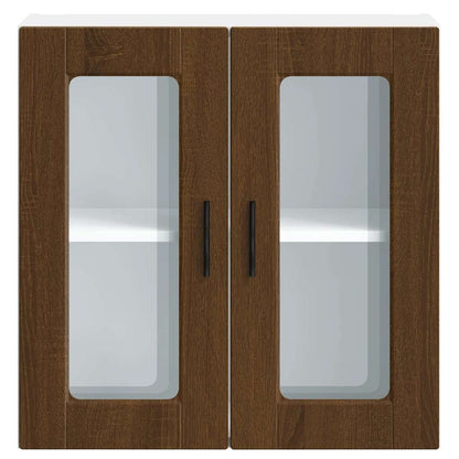 Kitchen Wall Cabinet with Glass Door Porto Brown Oak