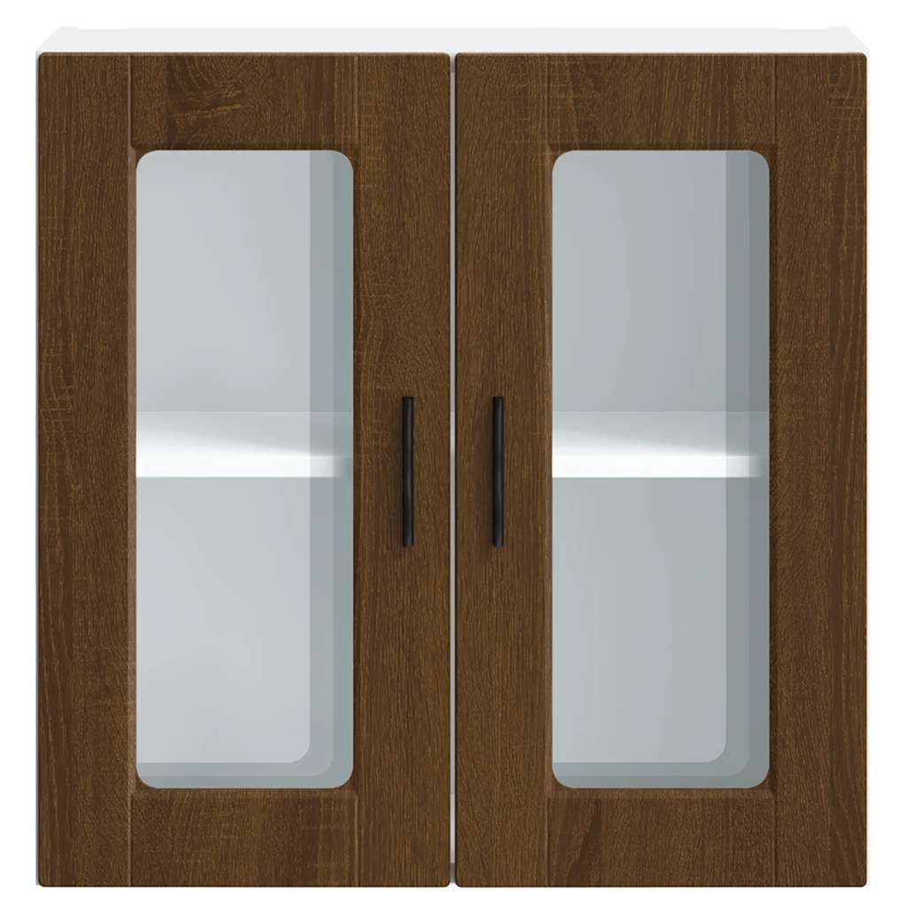 Kitchen Wall Cabinet with Glass Door "Porto" Brown Oak