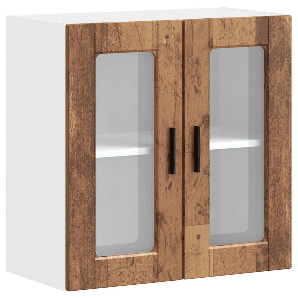 Kitchen Wall Cabinet with Glass Door "Porto" Old Wood