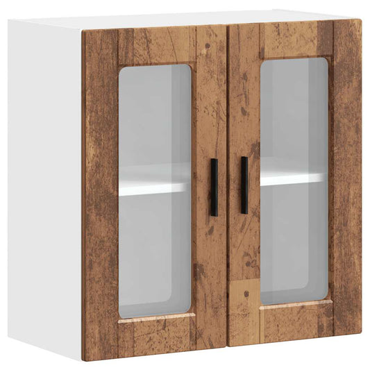 Kitchen Wall Cabinet with Glass Door "Porto" Old Wood