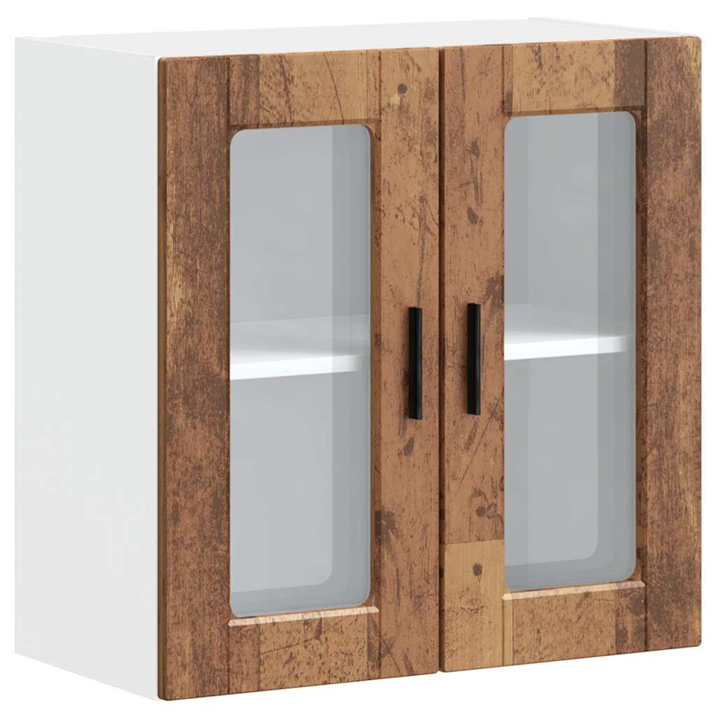Kitchen Wall Cabinet with Glass Door Porto Old Wood