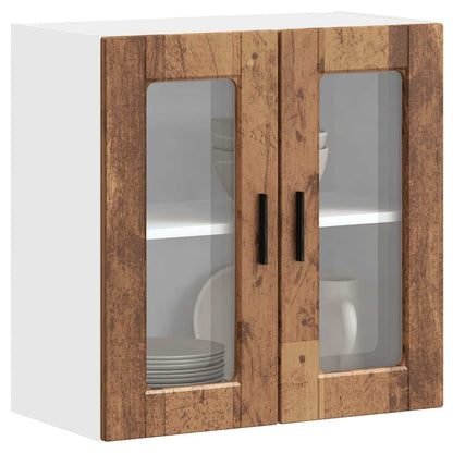 Kitchen Wall Cabinet with Glass Door "Porto" Old Wood