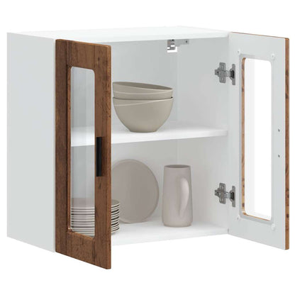 Kitchen Wall Cabinet with Glass Door "Porto" Old Wood
