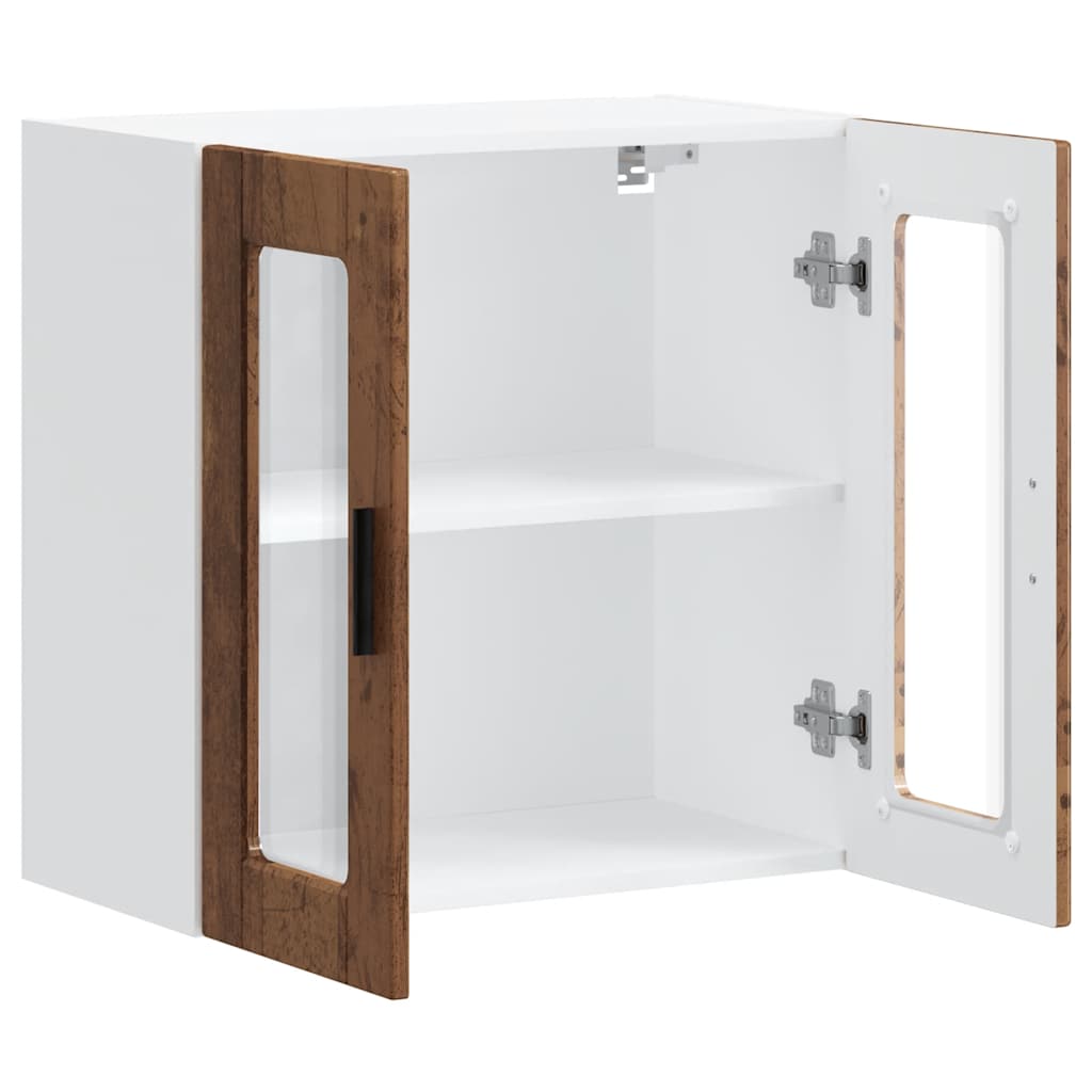Kitchen Wall Cabinet with Glass Door "Porto" Old Wood