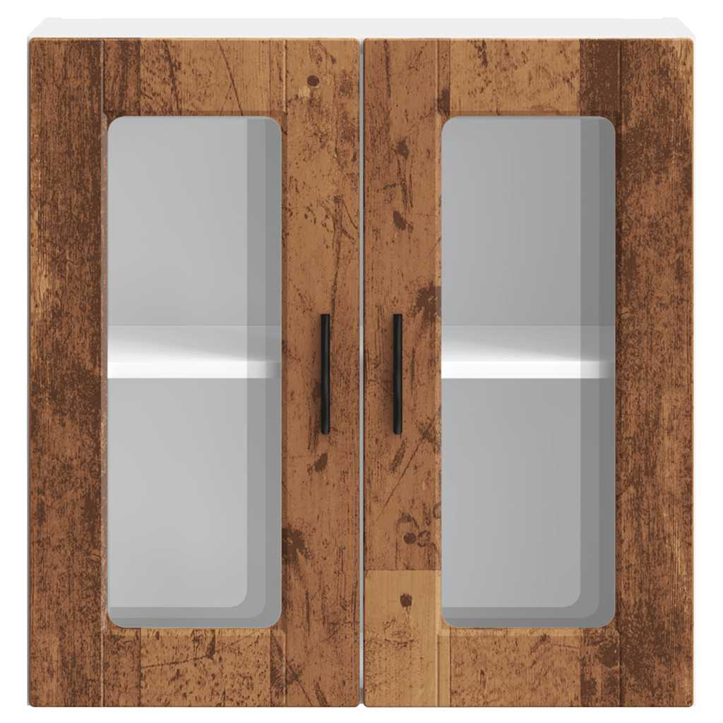 Kitchen Wall Cabinet with Glass Door "Porto" Old Wood