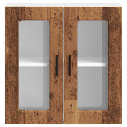 Kitchen Wall Cabinet with Glass Door "Porto" Old Wood