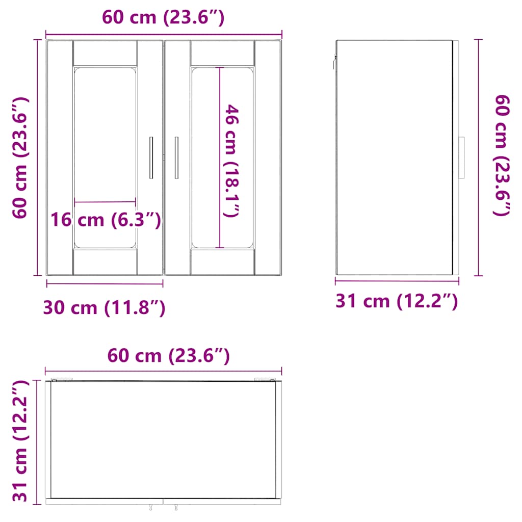 Kitchen Wall Cabinet with Glass Door "Porto" Old Wood
