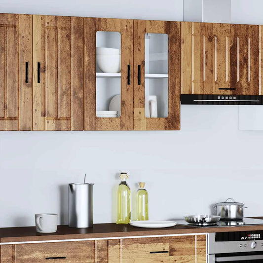 Kitchen Wall Cabinet with Glass Door "Porto" Old Wood