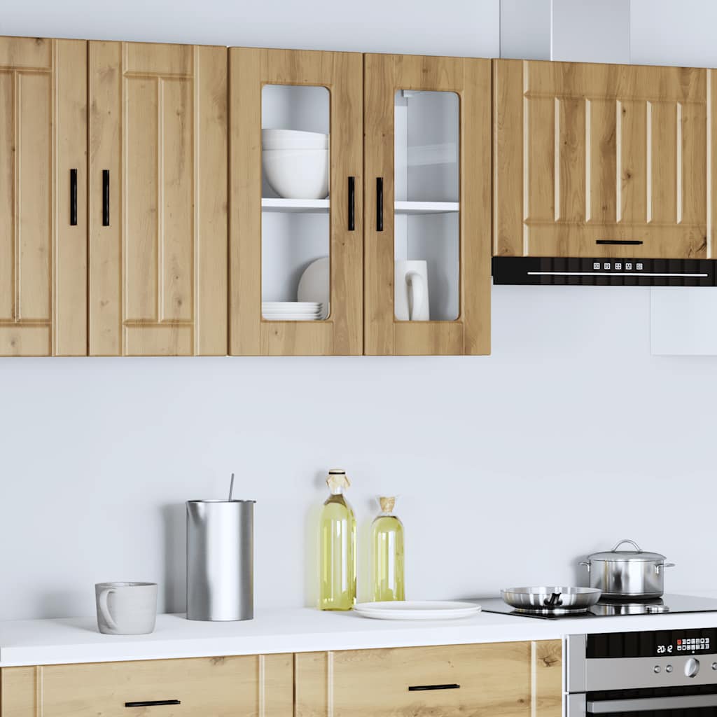 Kitchen Wall Cabinet with Glass Door "Porto" Artisan Oak