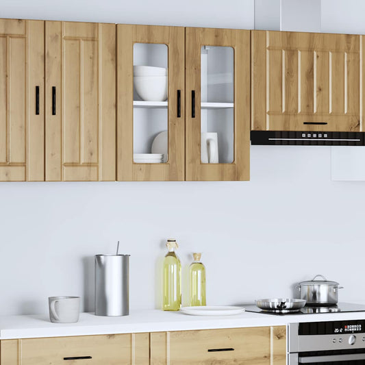 Kitchen Wall Cabinet with Glass Door "Porto" Artisan Oak
