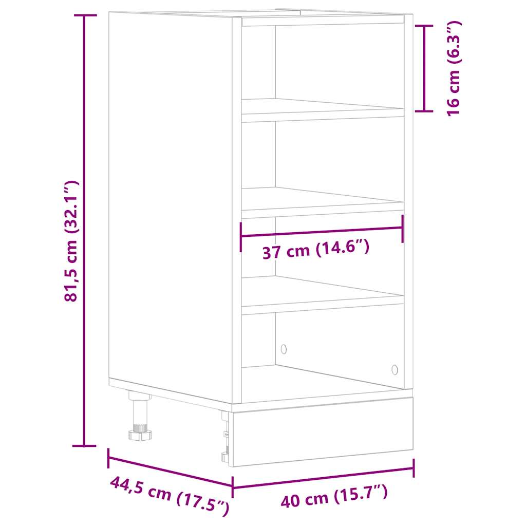 Bottom Cabinet Riga Black 40x44.5x81.5 cm Engineered Wood