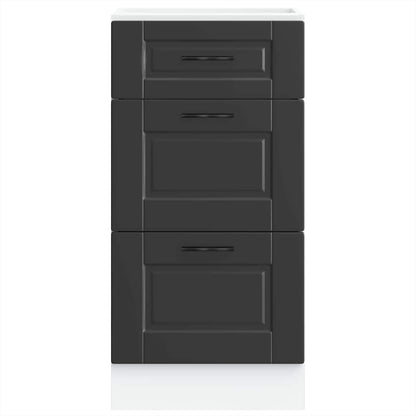 Kitchen Base Cabinet "Porto" Black Engineered Wood
