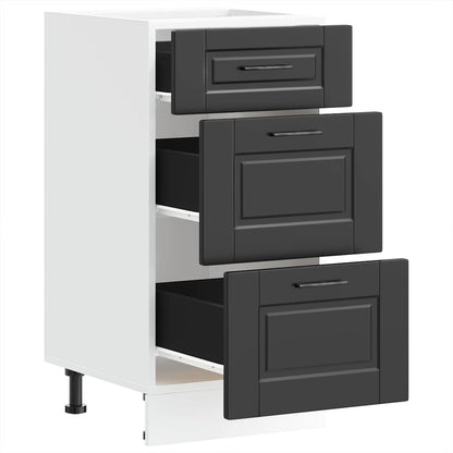 Kitchen Base Cabinet "Porto" Black Engineered Wood