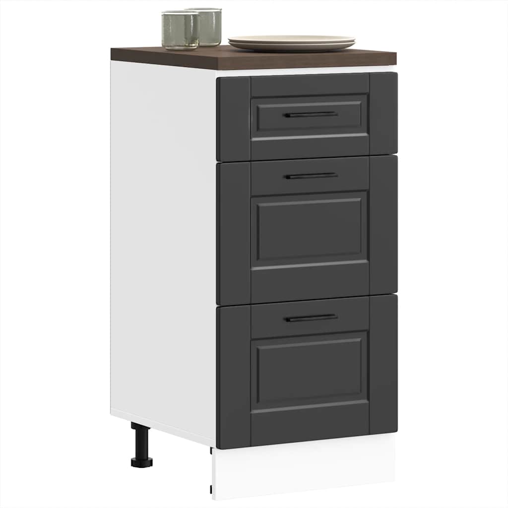 Kitchen Base Cabinet "Porto" Black Engineered Wood