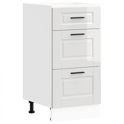 Kitchen Base Cabinet "Porto" High Gloss White Engineered Wood