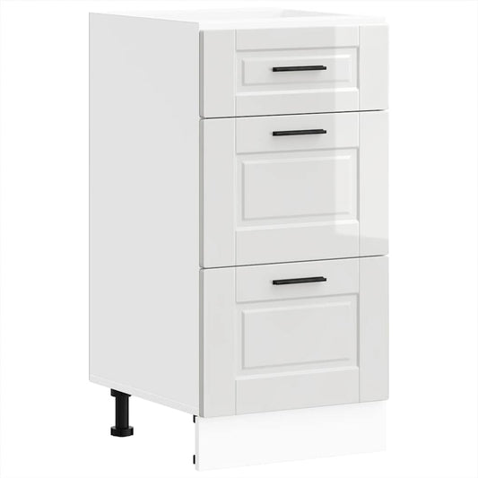 Kitchen Base Cabinet "Porto" High Gloss White Engineered Wood