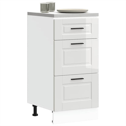 Kitchen Base Cabinet "Porto" High Gloss White Engineered Wood
