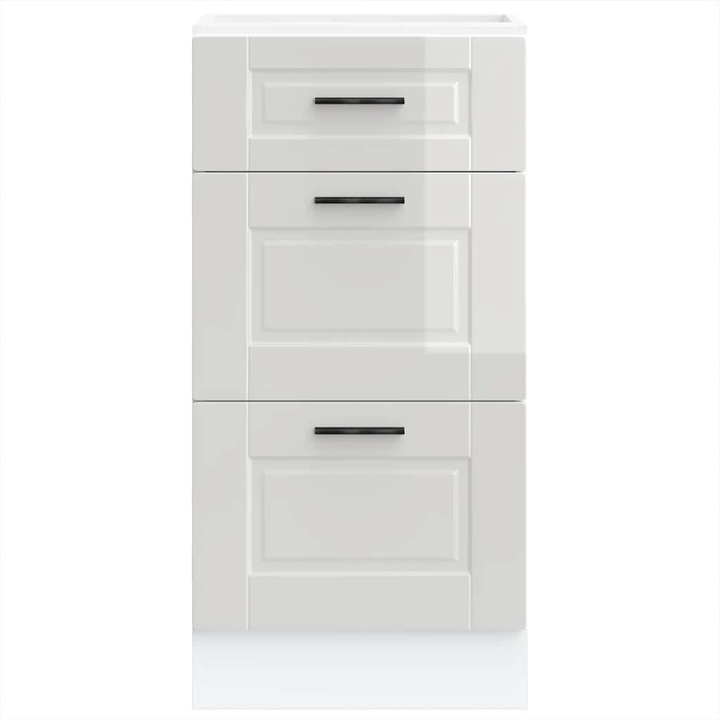 Kitchen Base Cabinet "Porto" High Gloss White Engineered Wood