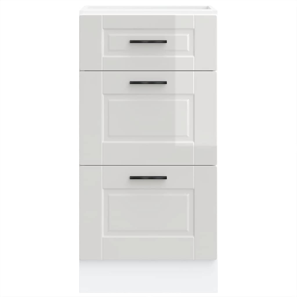 Kitchen Base Cabinet "Porto" High Gloss White Engineered Wood