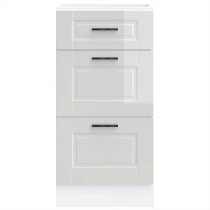 Kitchen Base Cabinet "Porto" High Gloss White Engineered Wood