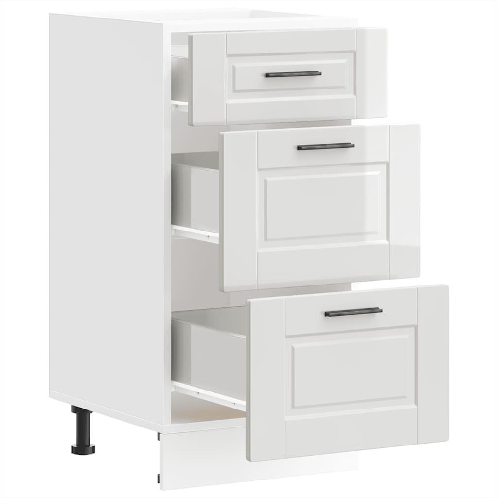 Kitchen Base Cabinet "Porto" High Gloss White Engineered Wood