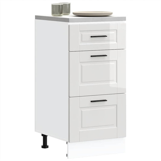 Kitchen Base Cabinet "Porto" High Gloss White Engineered Wood