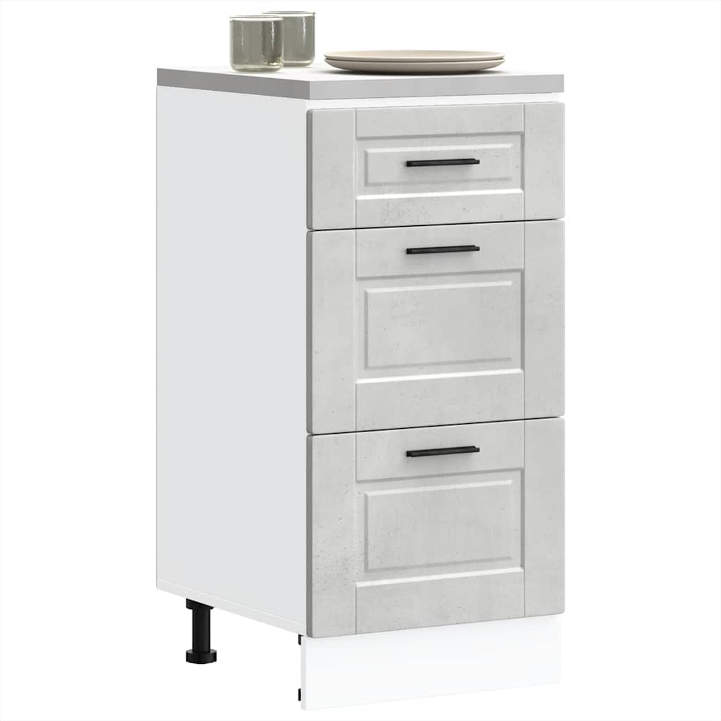 Kitchen Base Cabinet Porto Concrete Grey Engineered Wood