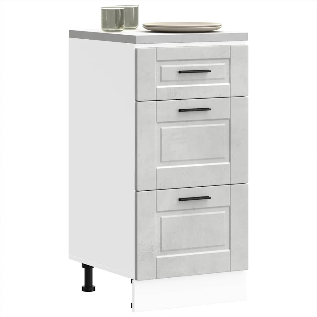 Kitchen Base Cabinet "Porto" Concrete Grey Engineered Wood