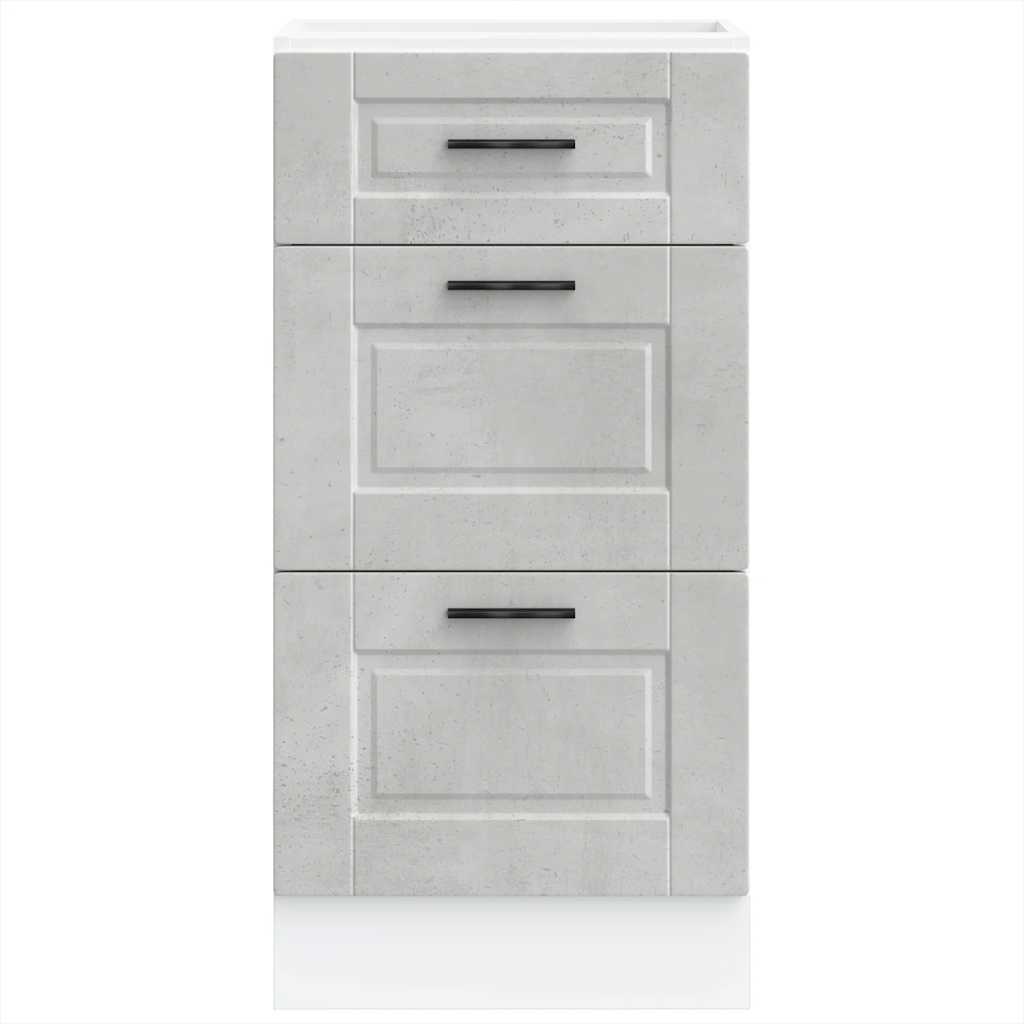 Kitchen Base Cabinet Porto Concrete Grey Engineered Wood