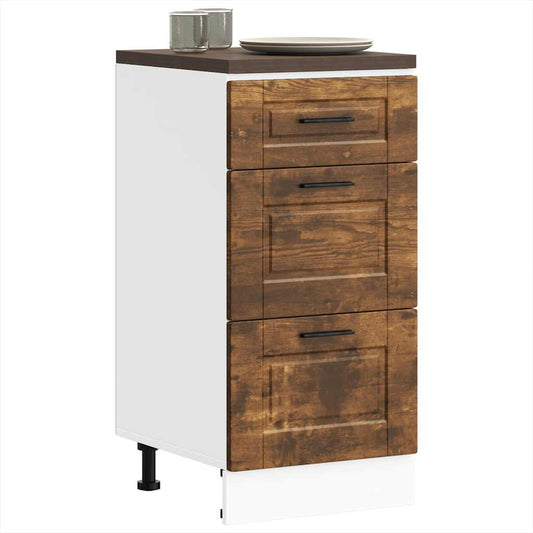Kitchen Base Cabinet "Porto" Smoked Oak Engineered Wood