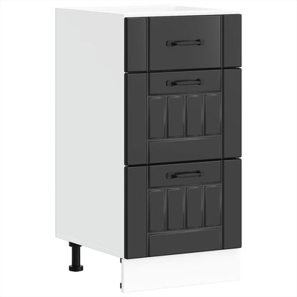 Kitchen Base Cabinet "Lucca" Black Engineered Wood