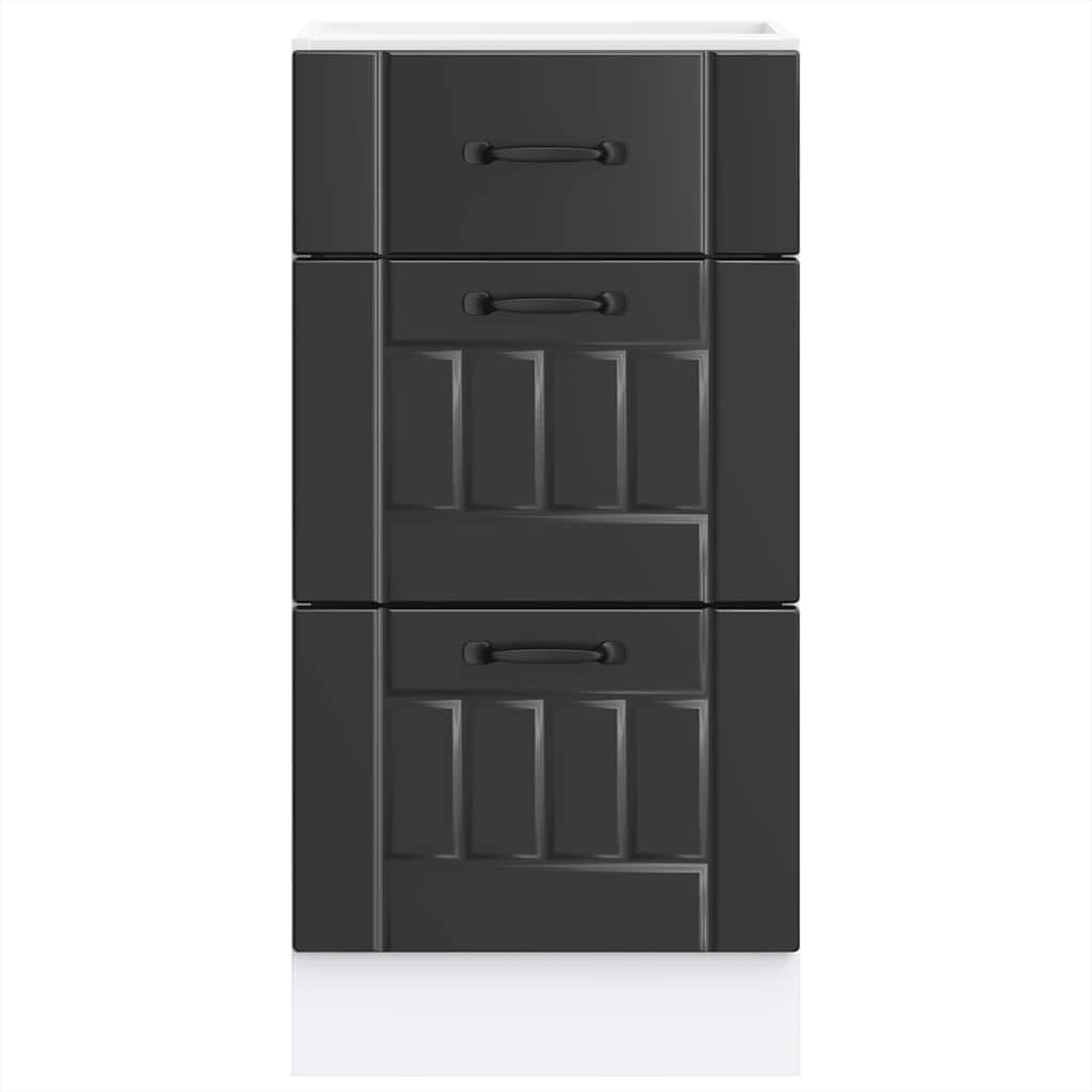 Kitchen Base Cabinet "Lucca" Black Engineered Wood