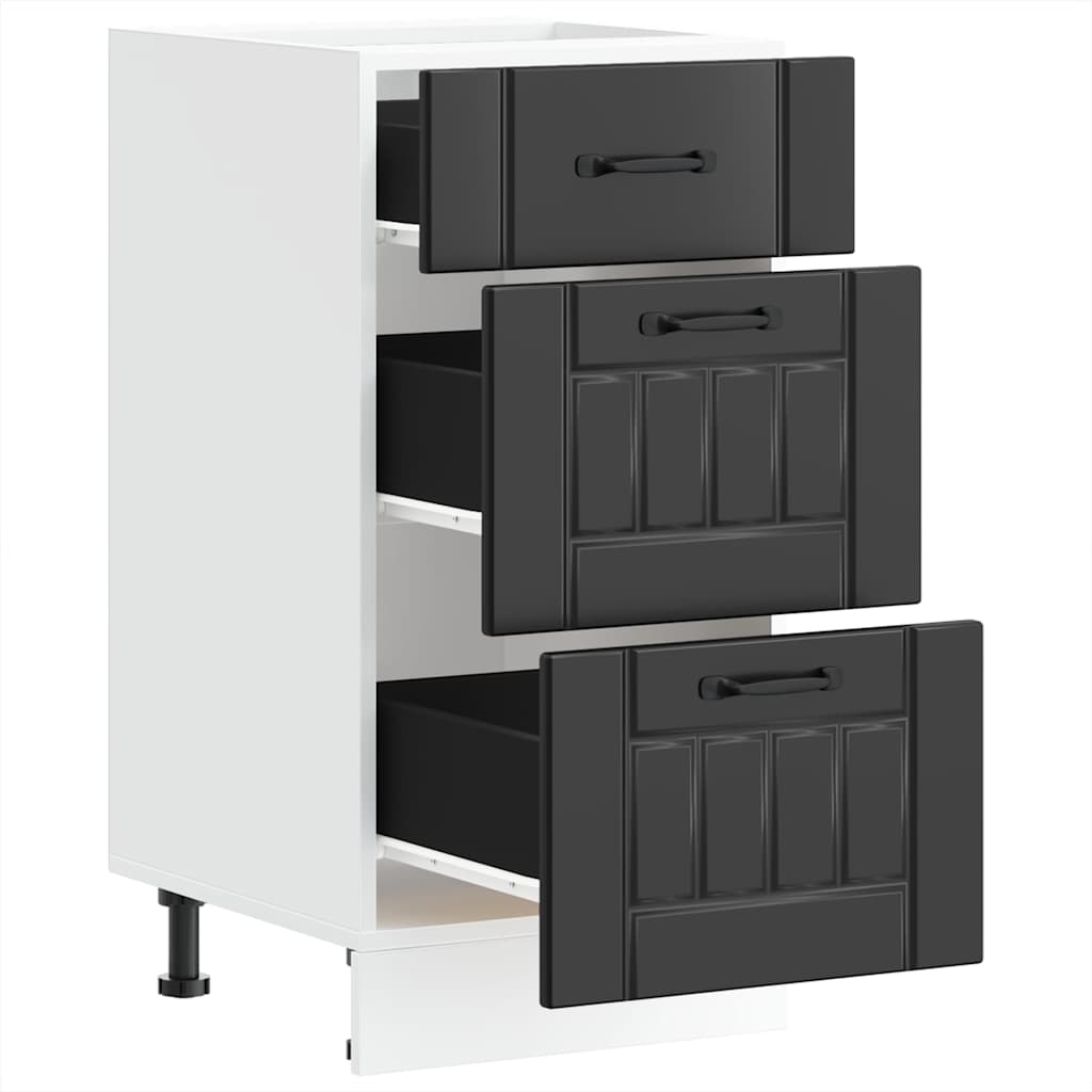 Kitchen Base Cabinet "Lucca" Black Engineered Wood