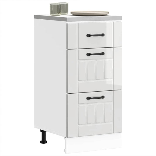 Kitchen Base Cabinet "Lucca" High Gloss White Engineered Wood