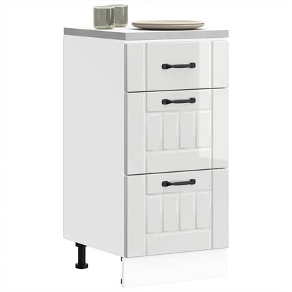 Kitchen Base Cabinet "Lucca" High Gloss White Engineered Wood