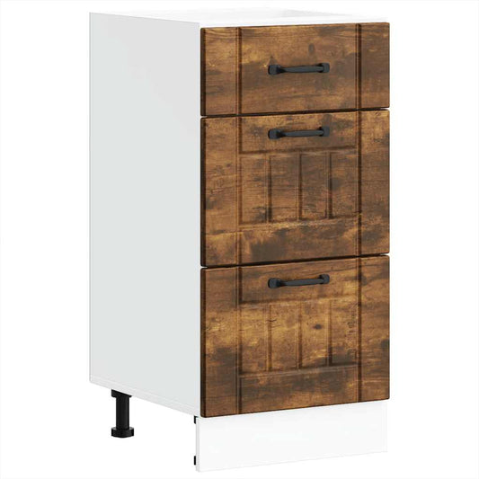 Kitchen Base Cabinet "Lucca" Smoked Oak Engineered Wood