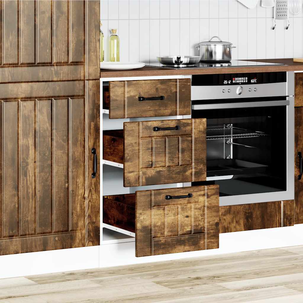 Kitchen Base Cabinet "Lucca" Smoked Oak Engineered Wood