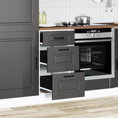 Kitchen Base Cabinet "Kalmar" Black Engineered Wood