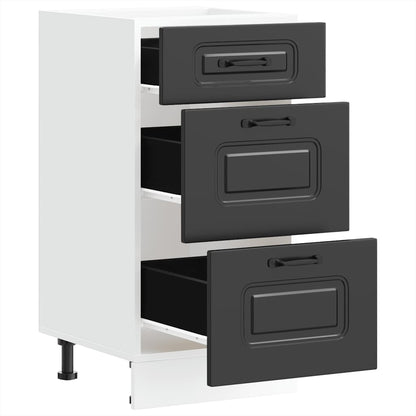 Kitchen Base Cabinet "Kalmar" Black Engineered Wood
